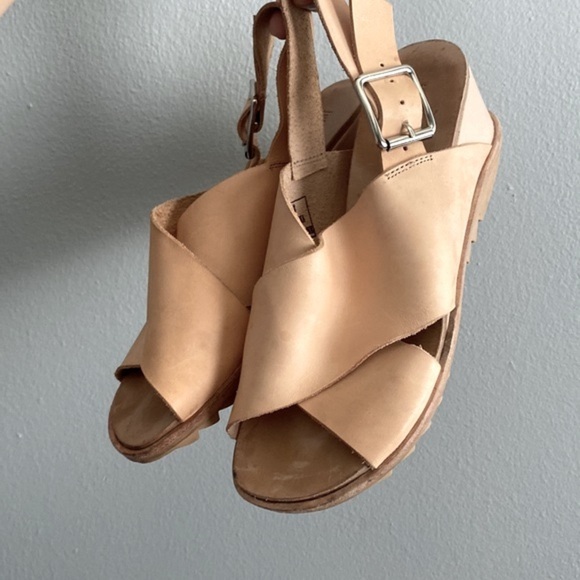 JEFFREY CAMPBELL Nude Leather Wedge Sandals - Picture 2 of 13